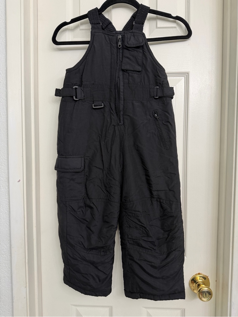 Temperature Zone Insulated Ski Bib Pants Black Adjustable Straps Kids S (4)